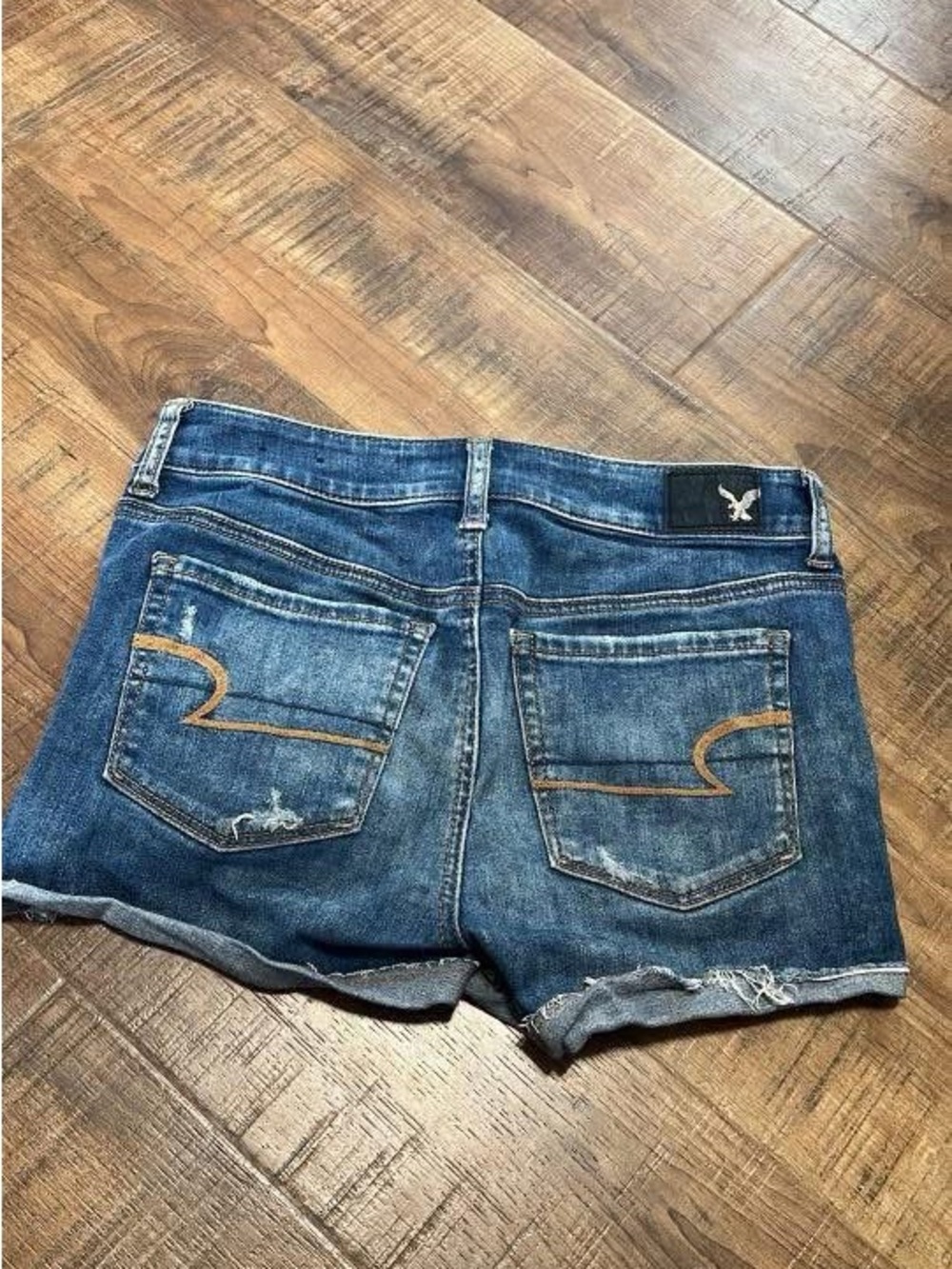 American Eagle Outfitters Women's Blue Denim Frayed Cutoff Shorts